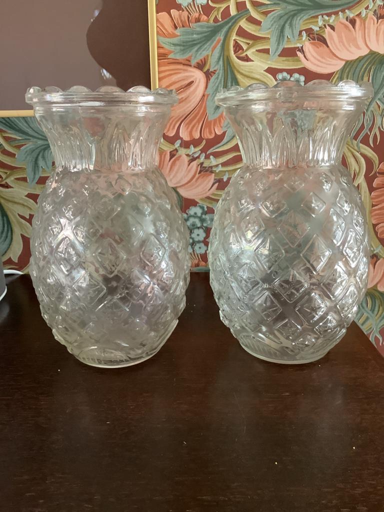 Mooie vintage glazen vazen/ananas vaas, Ophalen of Verzenden, Gebruikt