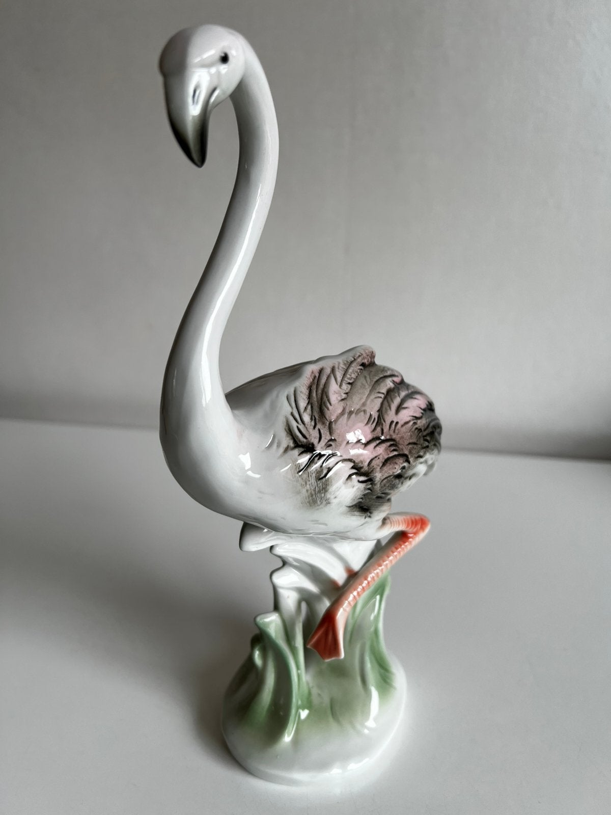 Vintage Wagner & Apel Flamingo Porselein Beeld Gemerkt, Antiek en Kunst, Ophalen of Verzenden
