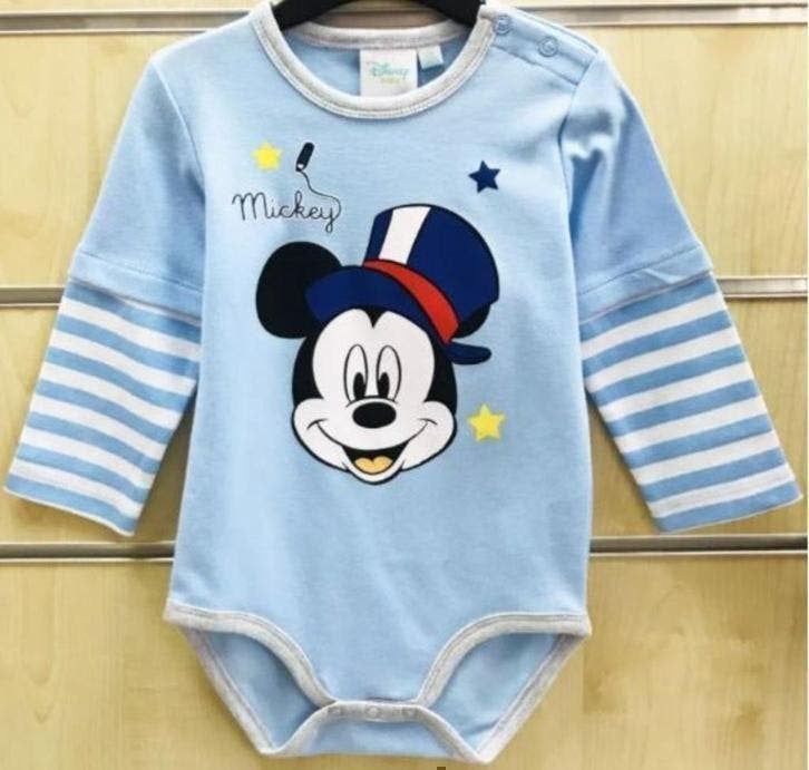 Mickey Mouse Rompertje Lange Mouw Disney - Mt 74/80 - 86, Kinderen en Baby's, Babykleding | Maat 74, Nacht- of Onderkleding, Nieuw