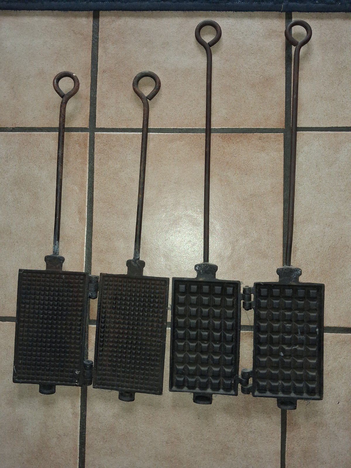 Antieke wafelijzers set van 2, Antiek en Kunst, Ophalen