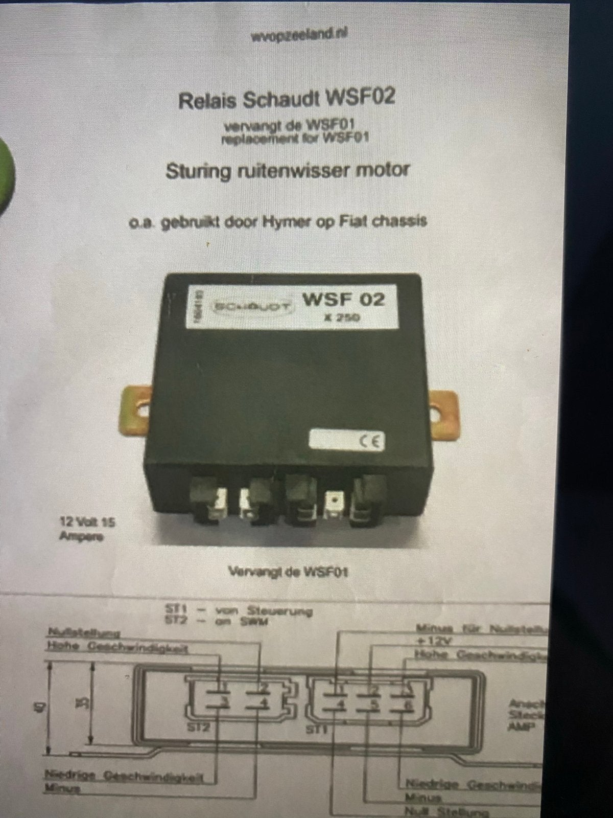 Schaudt WSF 02-2 Ruitenwissermotor Relais voor Camper, Ophalen of Verzenden, Nieuw