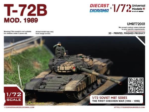 1/72 Universal Models UMRT72001 | T-72B Main Battle Tank, Hobby en Vrije tijd, Modelbouw | Auto's en Voertuigen, Nieuw, Diecastdiorama