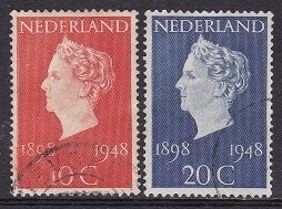 4327 - Nederland nvph 504/505 gestempeld , koningin Wilhelm, Verzenden, Na 1940, Gestempeld
