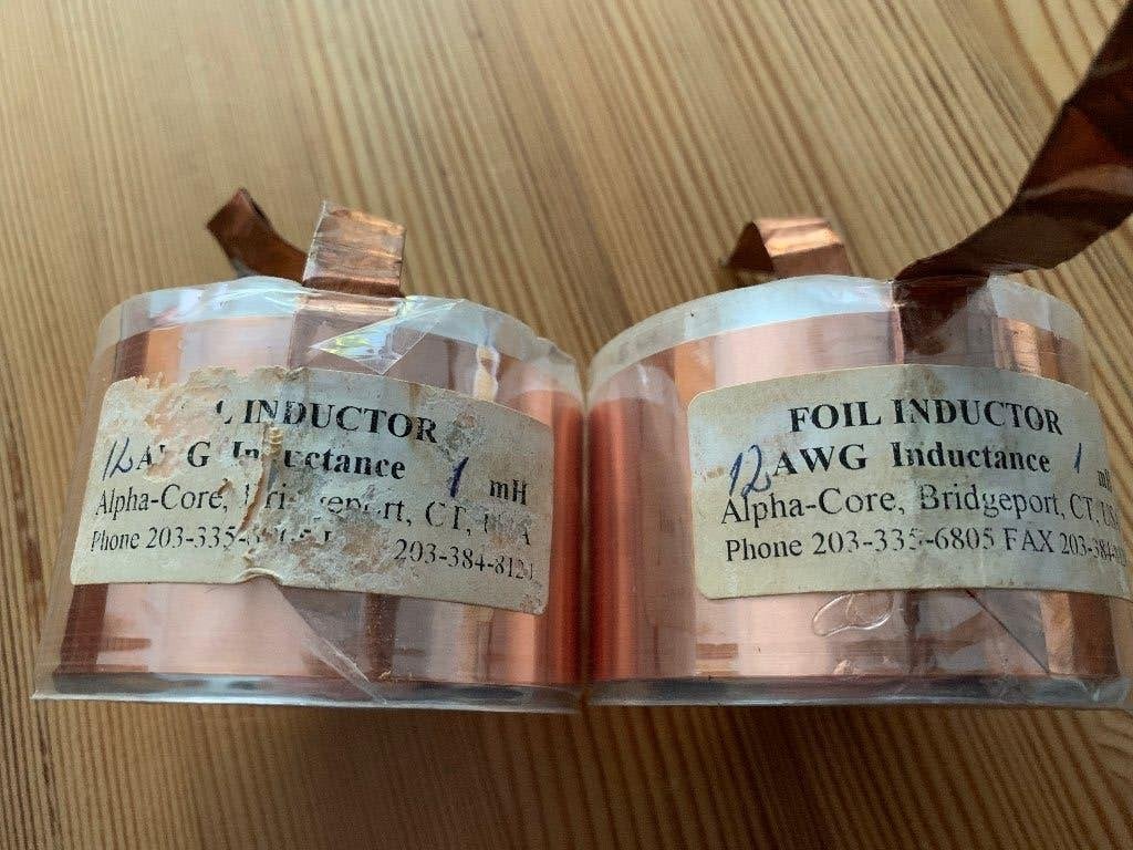 Setje Alpha-Core Foil Inductors 1mH 12AWG (4 mm²), Audio, Tv en Foto, Ophalen of Verzenden, Gebruikt, Overige typen, Overige merken