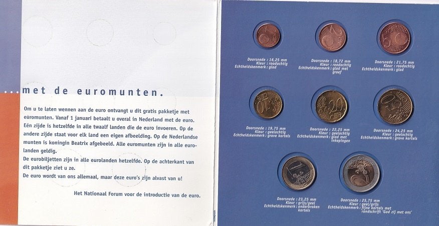 euro munten: het aller eerste kennismakings mapje, Ophalen of Verzenden, Koningin Beatrix, Euro's, Setje