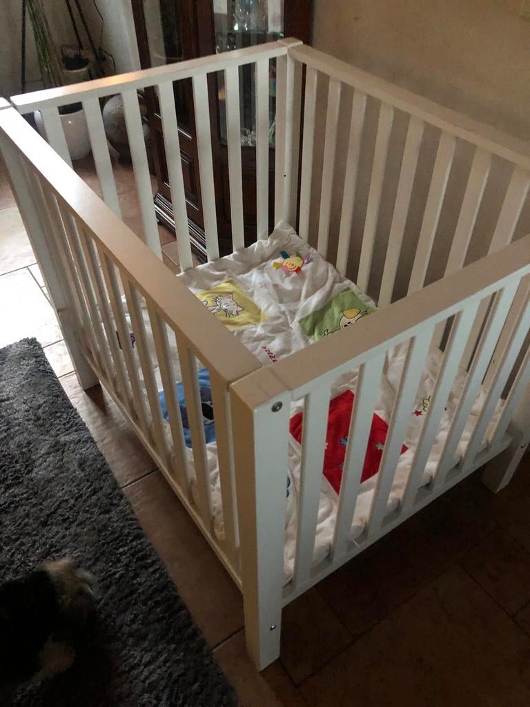 Witte houten box met Woezel & Pip boxkleed, Kinderen en Baby's, Boxen, Ophalen, Gebruikt, Vierkant, Boxkleed