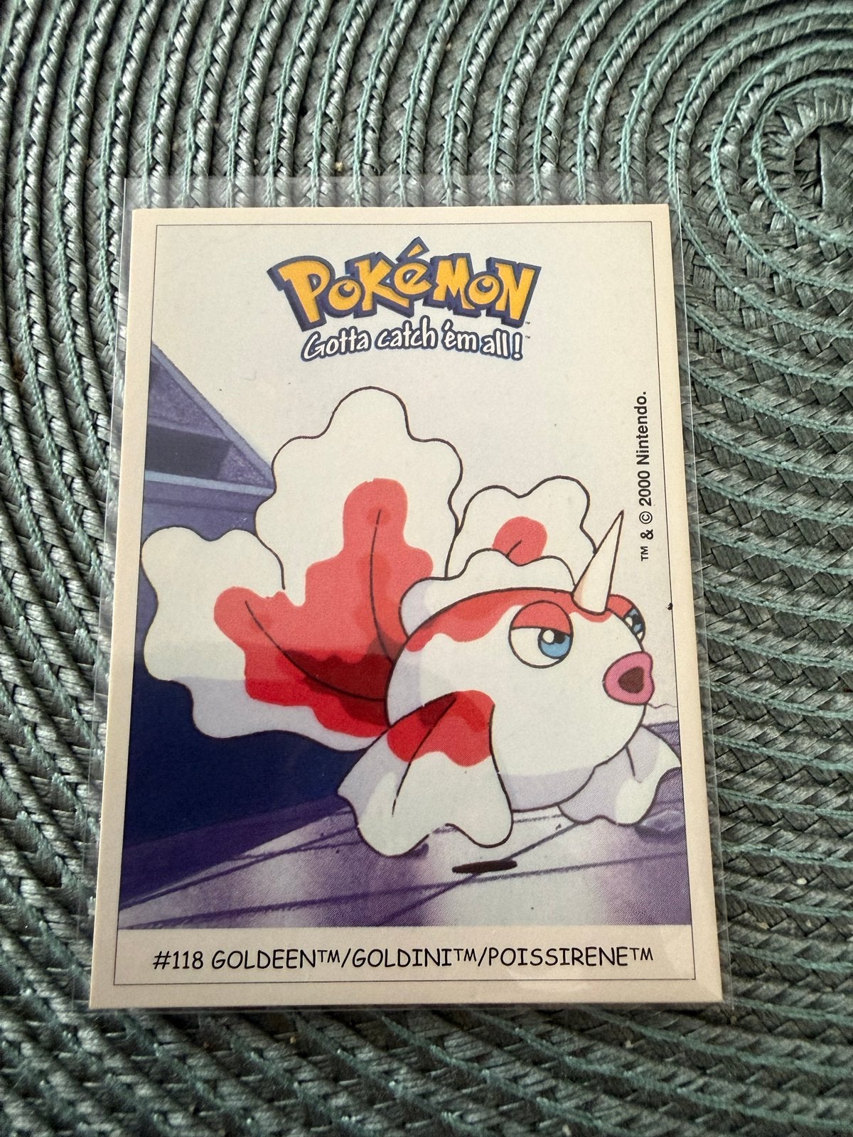 Dunkin Boomer Pokémon Sticker #118 Goldeen, Ophalen of Verzenden, Gebruikt, Losse kaart