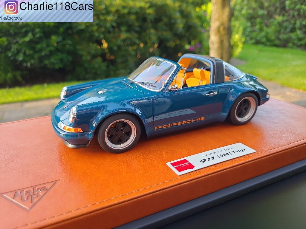 Make Up 1/18 Porsche Singer 911 (964) Targa Resistance Blue, Ophalen of Verzenden, Nieuw, Overige merken