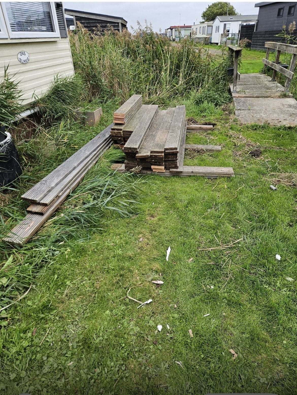 Gebruikte Douglas houten vlonderplanken, Tuin en Terras, Ophalen, Gebruikt, Hout