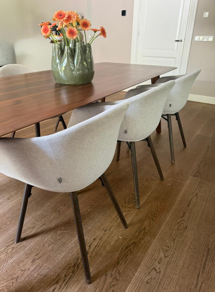 6 eetkamerstoelen van Nolon beige, Ophalen, Gebruikt, Overige kleuren, Stof