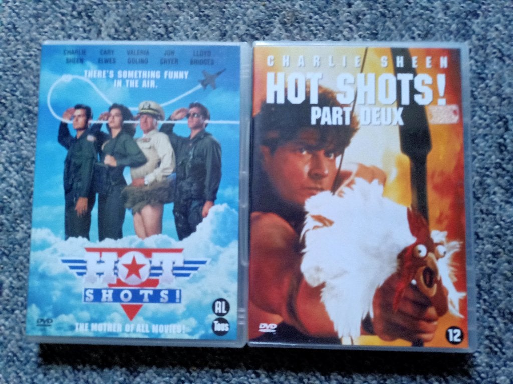 Hot Shots! en Part Deux; Grappige films met Charlie Sheen, Alle leeftijden, Nederlands, Ophalen of Verzenden, Zo goed als nieuw