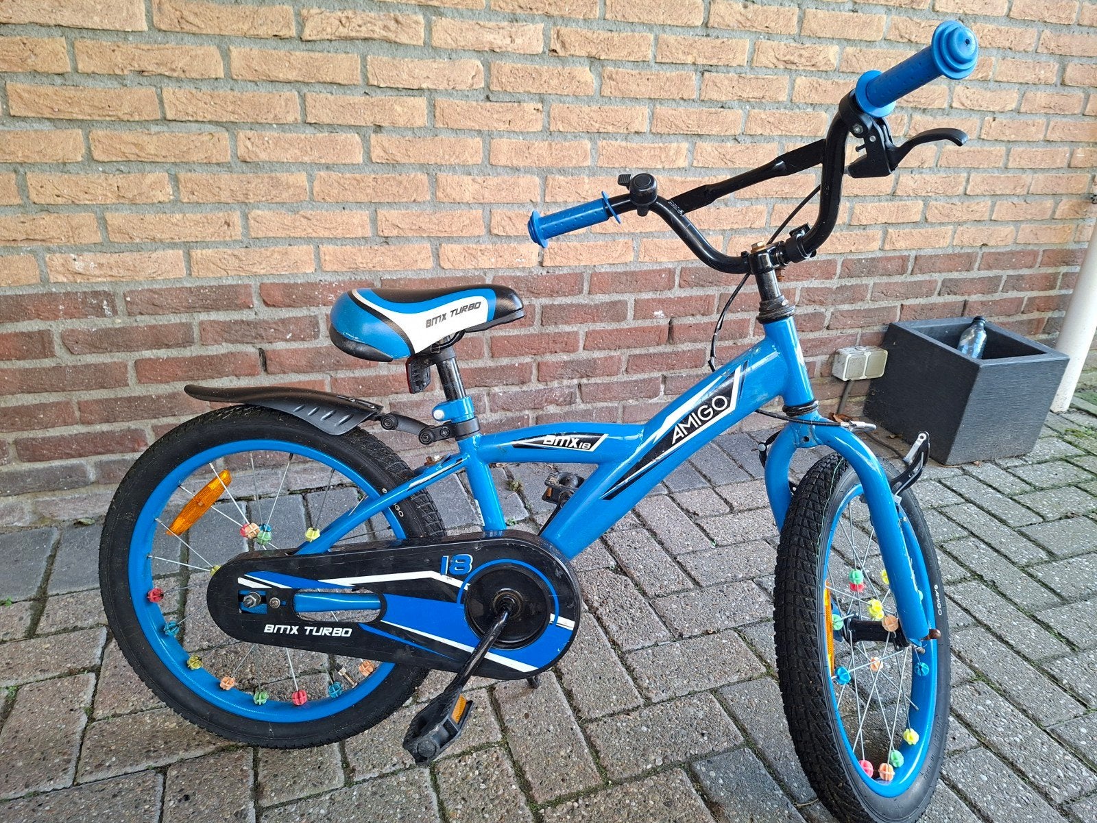 Amigo BMX Turbo 18 inch kinderfiets - Blauw, Ophalen, Velgrem, Amigo, 16 tot 20 inch