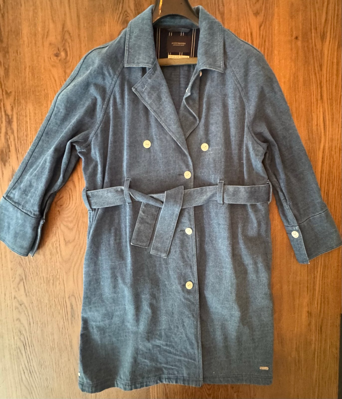 Scotch & Soda spijkerjas/trenchcoat maat L, Maat 38/40 (M), Blauw, Scotch & Soda, Ophalen of Verzenden