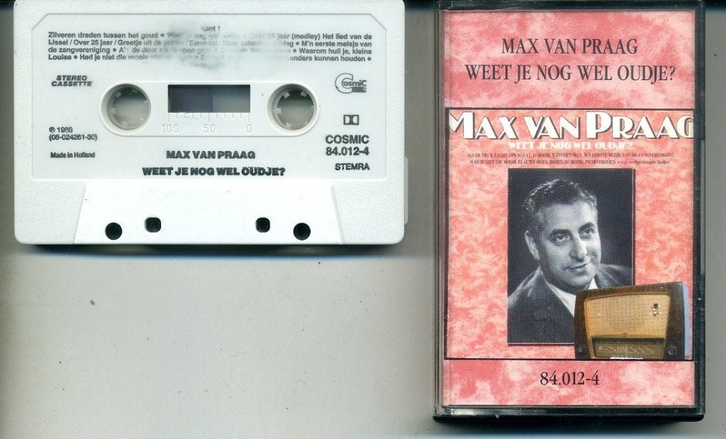 Max van Praag Weet je nog wel oudje? 20 nrs cassette 1988 ZG, 1 bandje, Ophalen of Verzenden, Zo goed als nieuw, Origineel