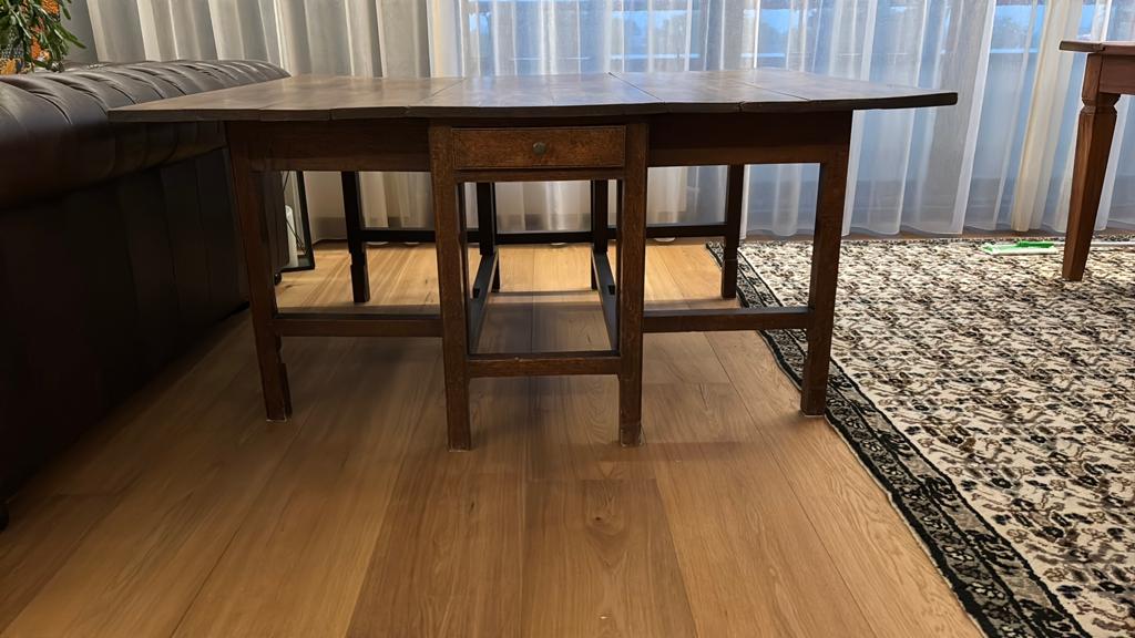 Engelse Klaptafel en of siteboard, Huis en Inrichting, Tafels | Eettafels, Ophalen, Gebruikt, Eikenhout, Vier personen