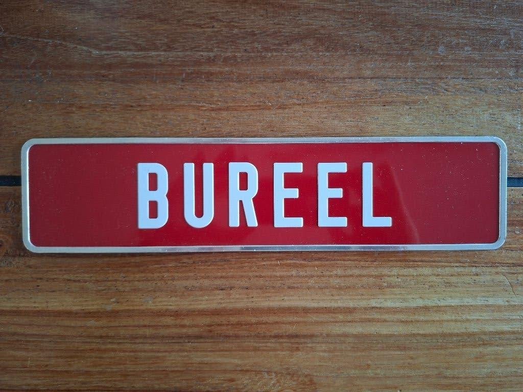 Naambord met tekst, BUREEL, ander woord voor kantoor, nieuw., Ophalen, Nieuw