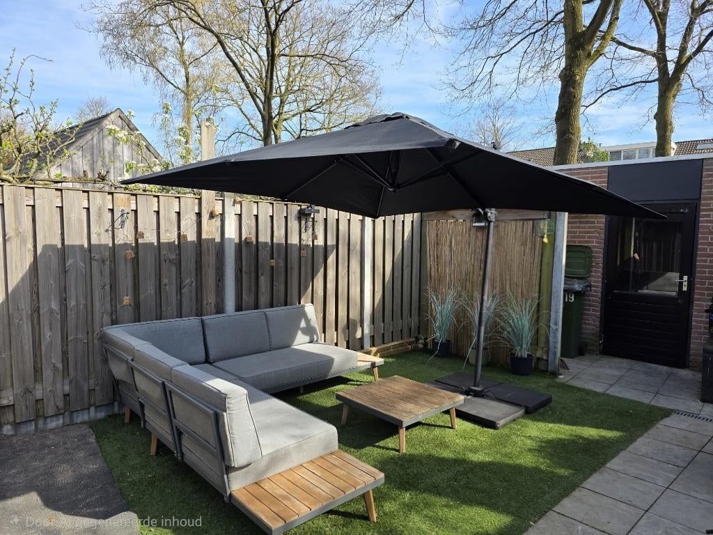 Z.g.a.n. parasol antraciet 280cm vierkant + gratis gewichten, Ophalen, 2 tot 3 meter, Verstelbaar, Zweefparasol