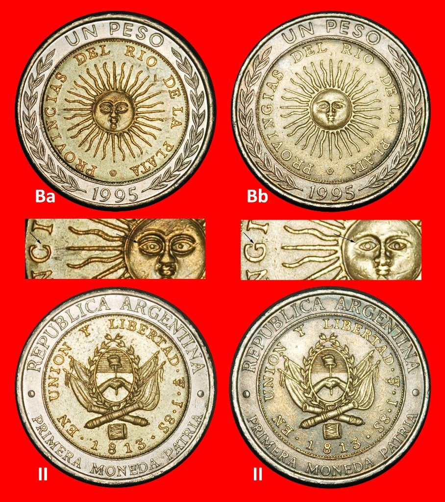 Ⰺ KOREA, BRITAIN, MEXICO, ITALY: ARGENTINA 1 PESO 1995 (2), Ophalen of Verzenden, Zuid-Amerika, Losse munt