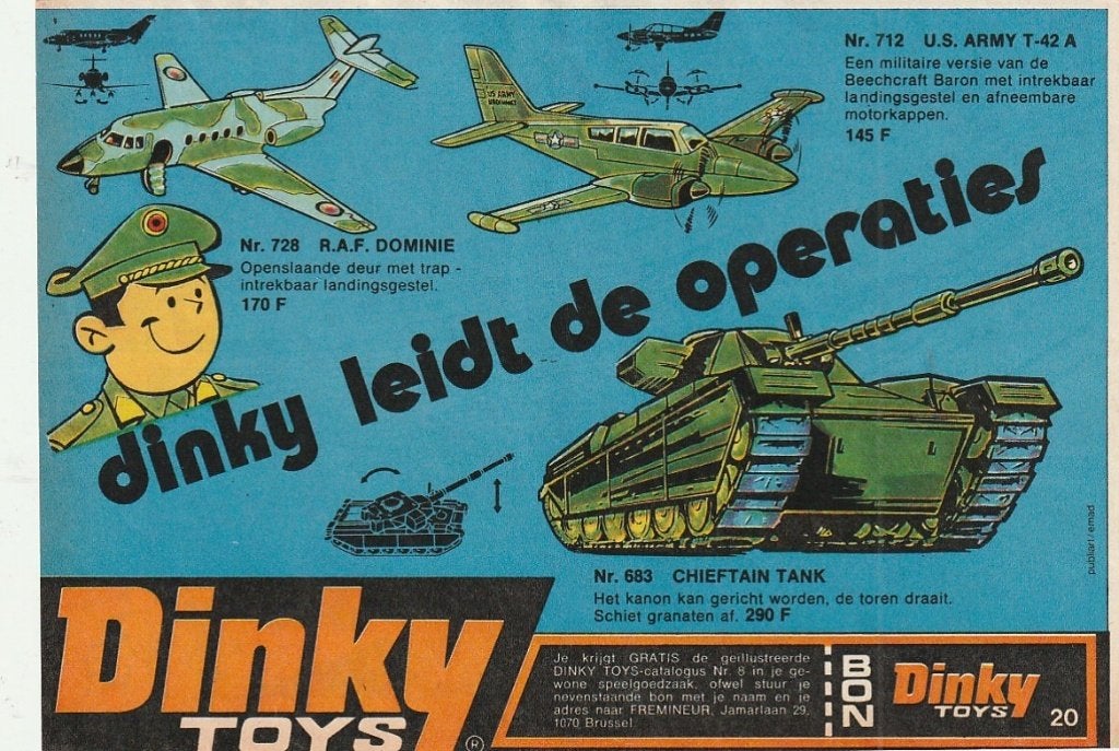 Retro reclame 1972 Dinky Toys speelgoed chieftain tank, Verzenden, Overige typen