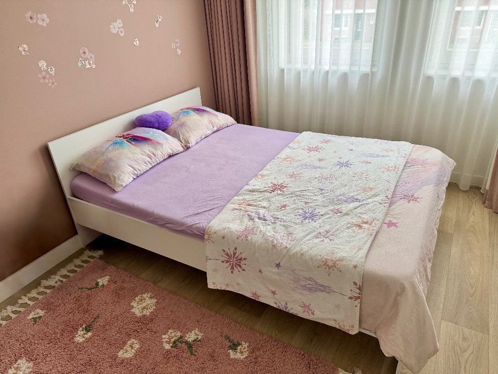 Wit bed 140x200 met lattenbodem, Ophalen, Gebruikt, Wit, Tweepersoons