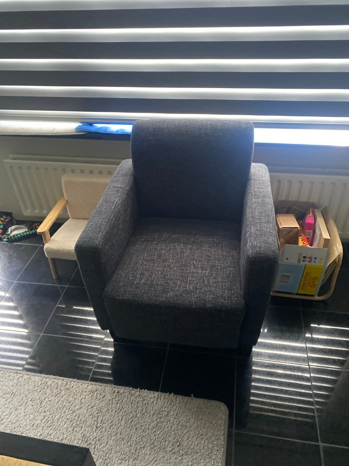Mooie donkergrijze fauteuil, Ophalen, Gebruikt, Eén, Stof