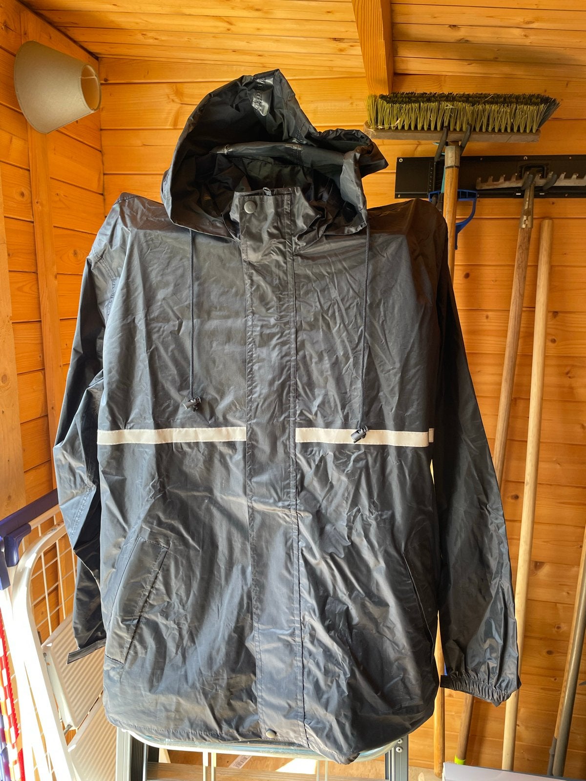 Hema Regenpak Maat XL - Zwart met reflecterende strepen, Ophalen of Verzenden, Zo goed als nieuw, Regenbroek, Heren