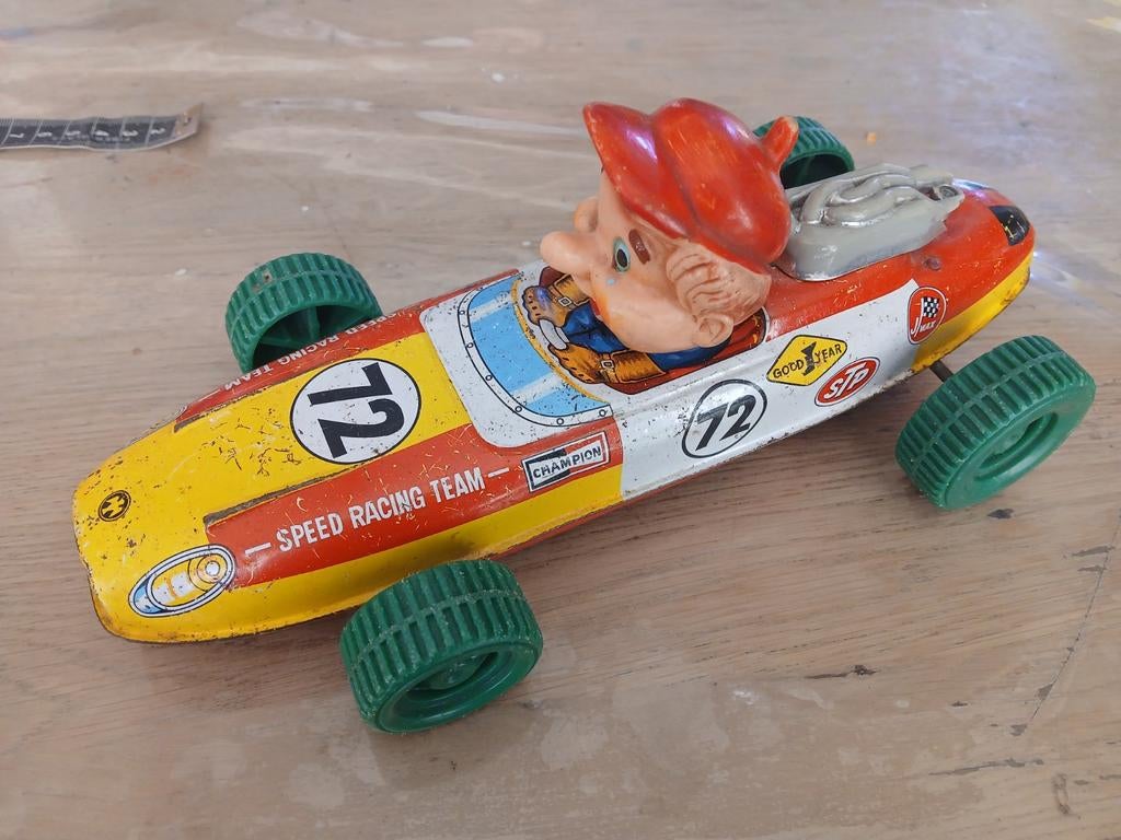 Vintage Blikken Speelgoed Race Auto - Nummer 72, Ophalen of Verzenden, Gebruikt