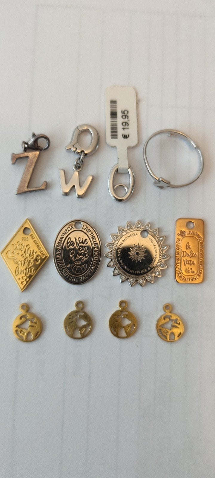 4 originele Mi Moneda 925 sterling zilveren charms + diverse, Overige merken, Overige materialen, Nieuw, Ophalen of Verzenden
