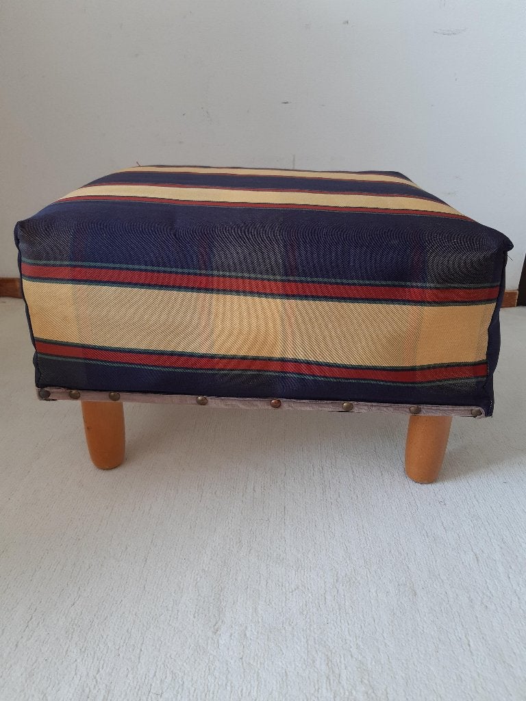 Bankje of poef blauw/okergeel/rood/groen, Huis en Inrichting, Ophalen, Minder dan 50 cm, Gebruikt, Klassiek Country Living Vintage