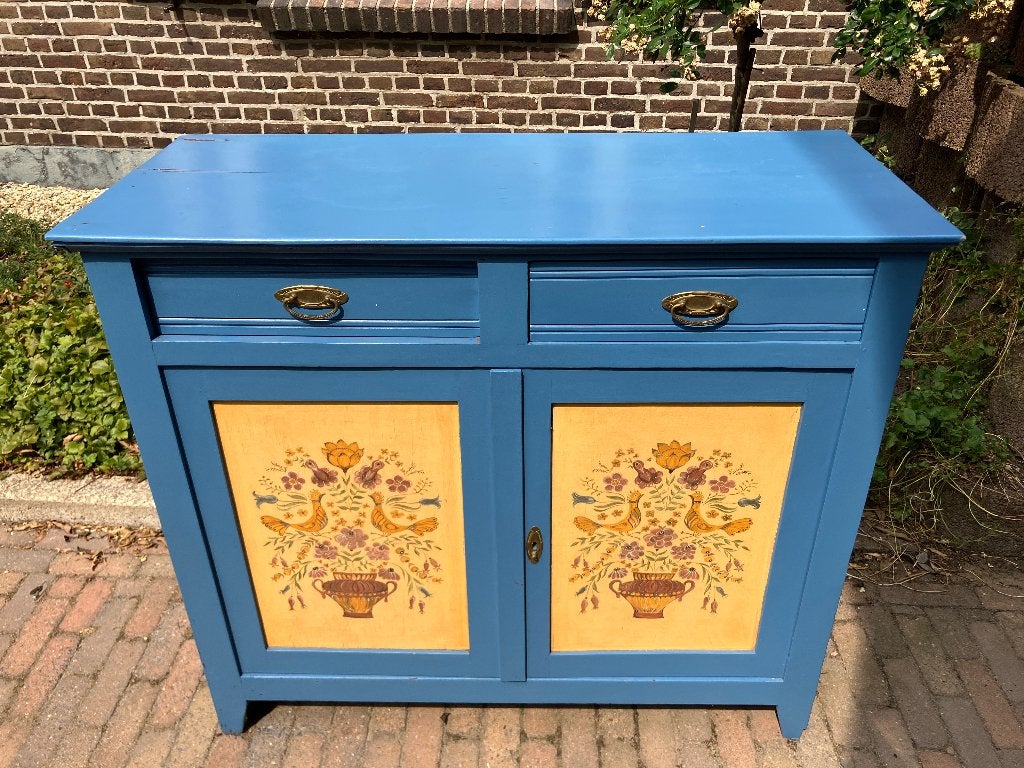 Leuk vintage blauw Kastje dressoir commode, Ophalen