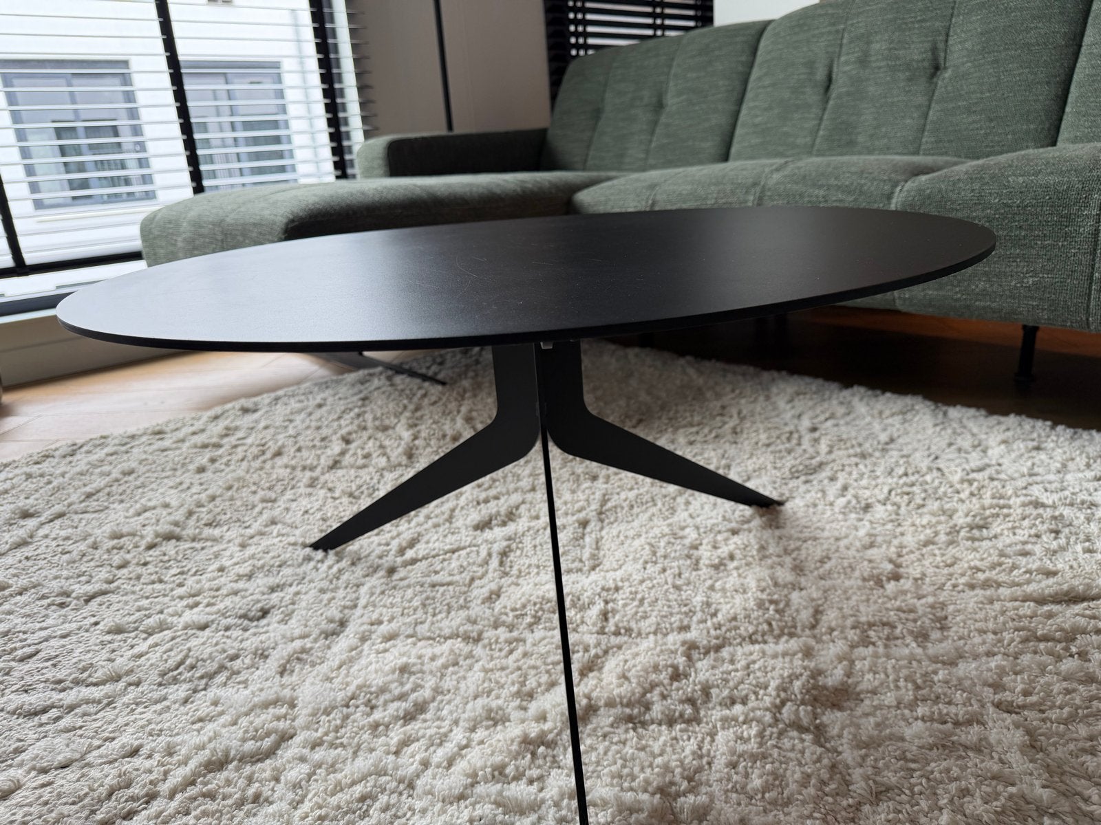 Zwarte ovale salontafel - Modern design montel, Ophalen, 50 – 75, Gebruikt, 50 tot 100 cm