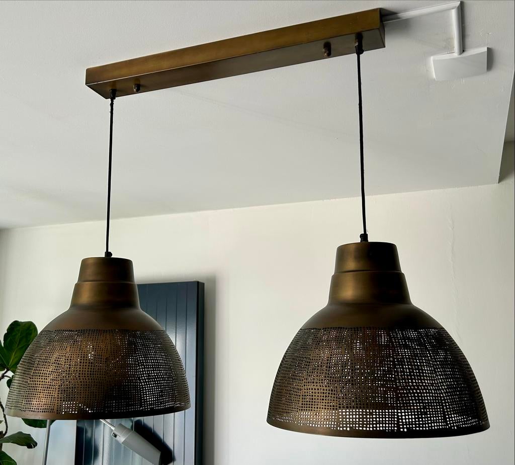 Bronzen hanglamp - Ideaal boven eettafel, Ophalen, Zo goed als nieuw, Metaal, 50 tot 75 cm