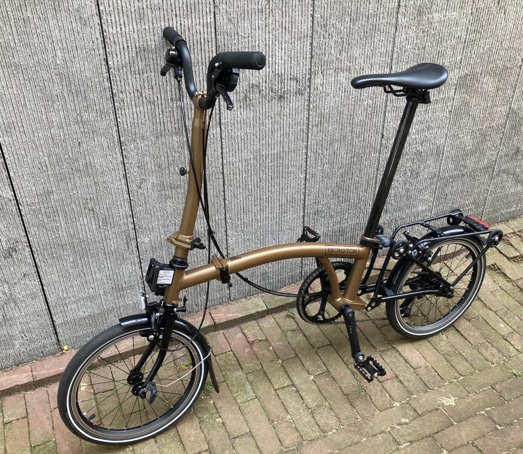 Nieuwe BROMPTON P-Line (2025) HOOG, Titanium, "BRONZE SKY", Ophalen, Brompton, 16 tot 18 inch, Versnellingen
