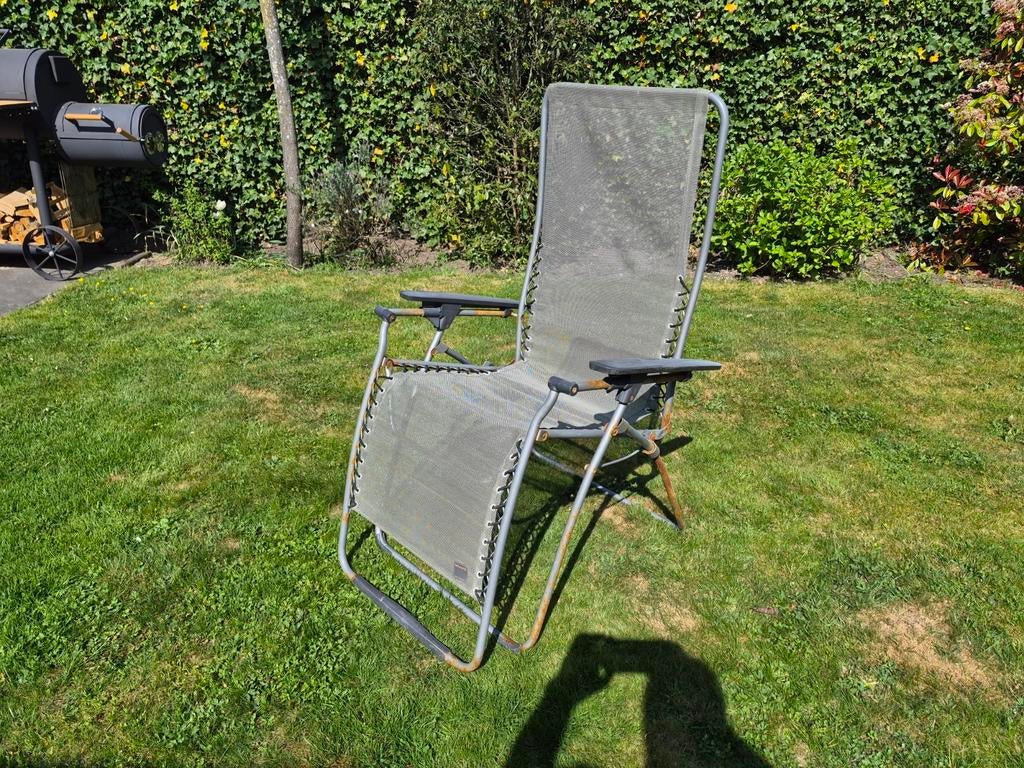 Verstelbare Lafuma relaxstoel voor tuin of balkon, Ophalen, Gebruikt, Campingstoel