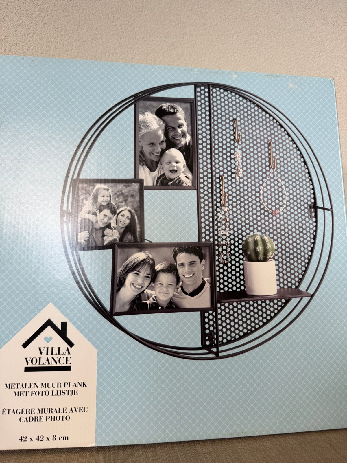 Villa Volance Metalen Muurplank met Fotolijstjes, Ophalen of Verzenden, Nieuw, Zwart, Wandcirkel