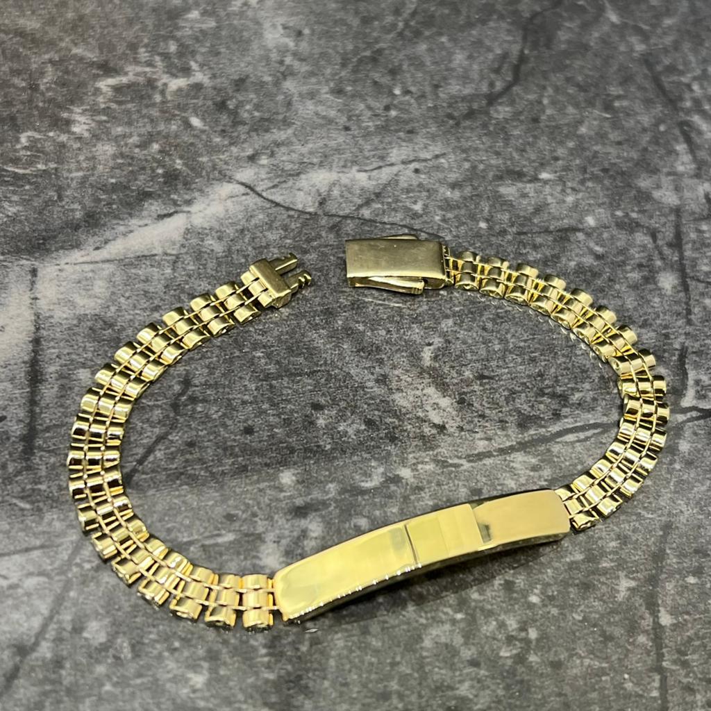 Gouden armband 14 karaat goud rolex schakel naamplaat, Ophalen of Verzenden, Zo goed als nieuw, Goud
