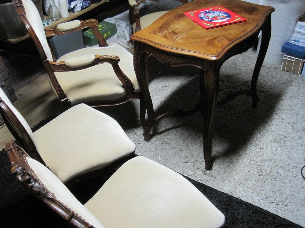 Antiek bankstel zesdelig bekleed met stof, Ophalen