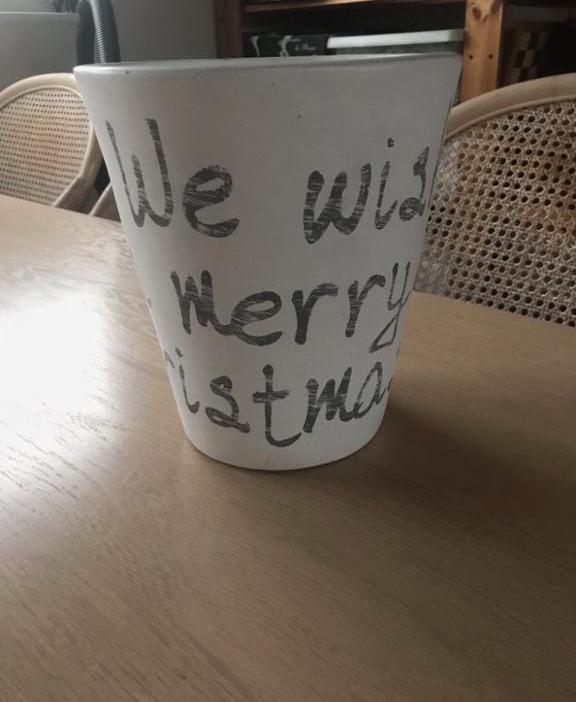 Rivièra Maison kerst pot, We wish you a Merry Christmas, Steen, Minder dan 30 cm, Rond, Nieuw