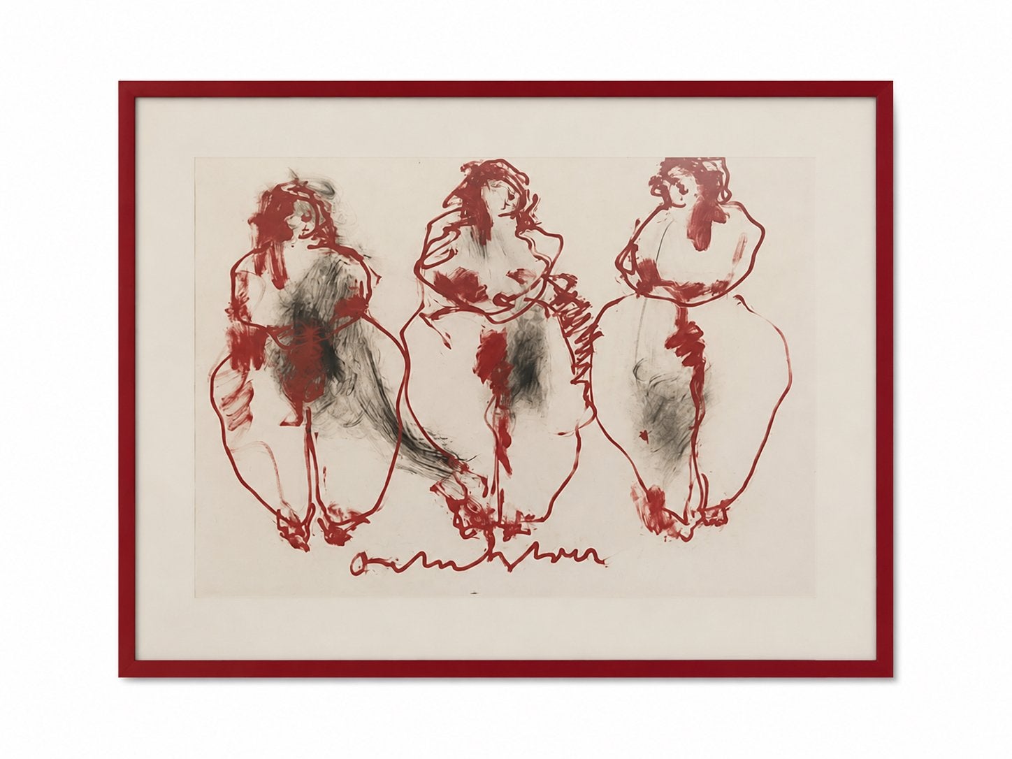 Drie Vrouwen   ( Anton Heyboer ), Antiek en Kunst, Ophalen, Papier/karton, Passe-partout, Olieverf