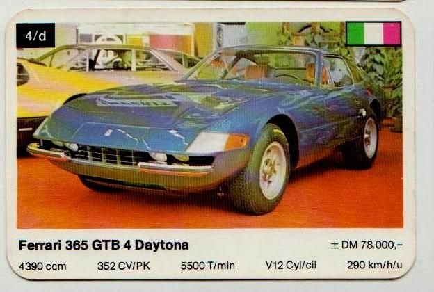Kw426 autokaartje 4D -- ferrari 365 gbt 4 daytona, Ophalen of Verzenden, Zo goed als nieuw, Auto's
