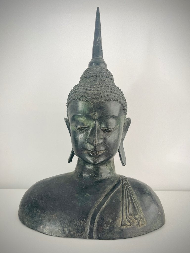 Thaise boeddha koperen buste vintage retro antiek, Ophalen of Verzenden
