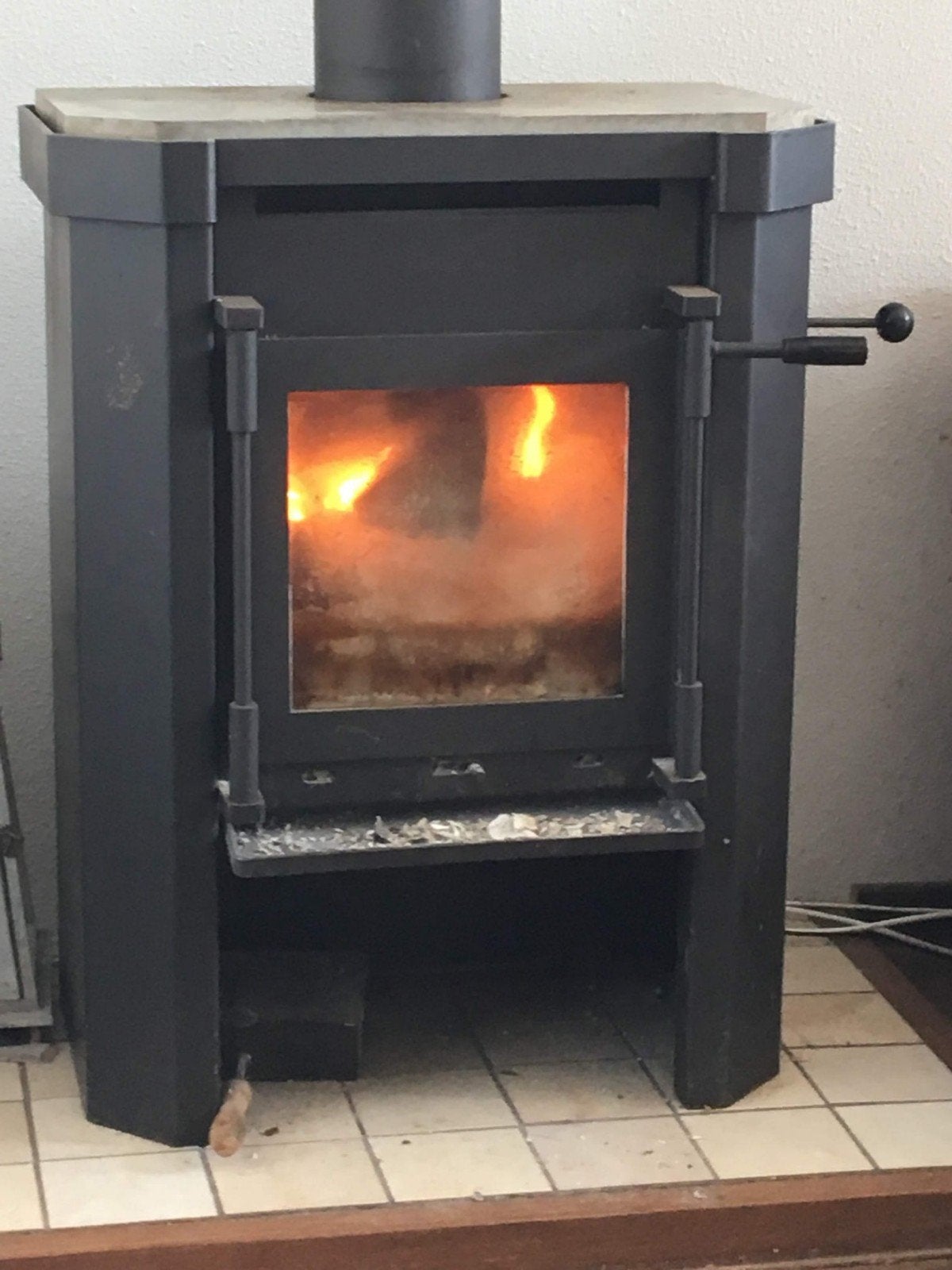 Houtkachel Janus Model,speksteen en dubbelwandige rookkanaal, Huis en Inrichting, Kachels, Ophalen, Gebruikt, Hout, Houtkachel