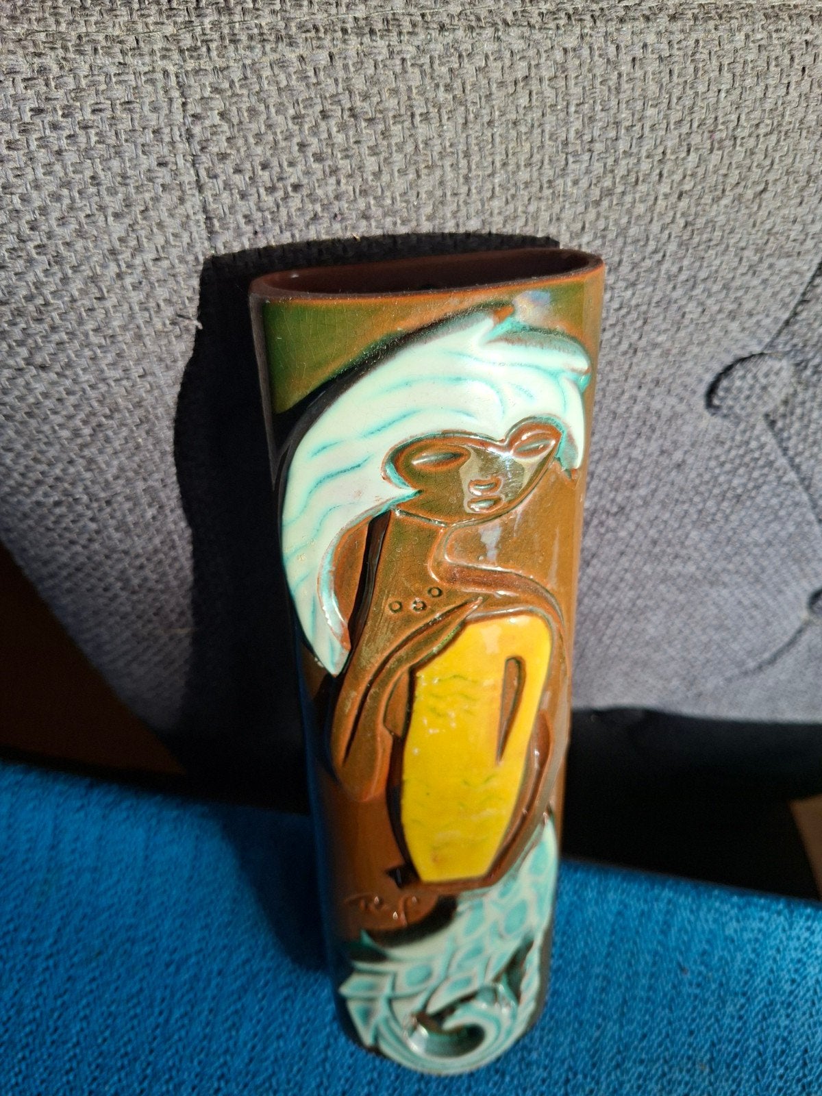 Vintage keramische wandvaas - Raf - België, Antiek en Kunst, Ophalen of Verzenden