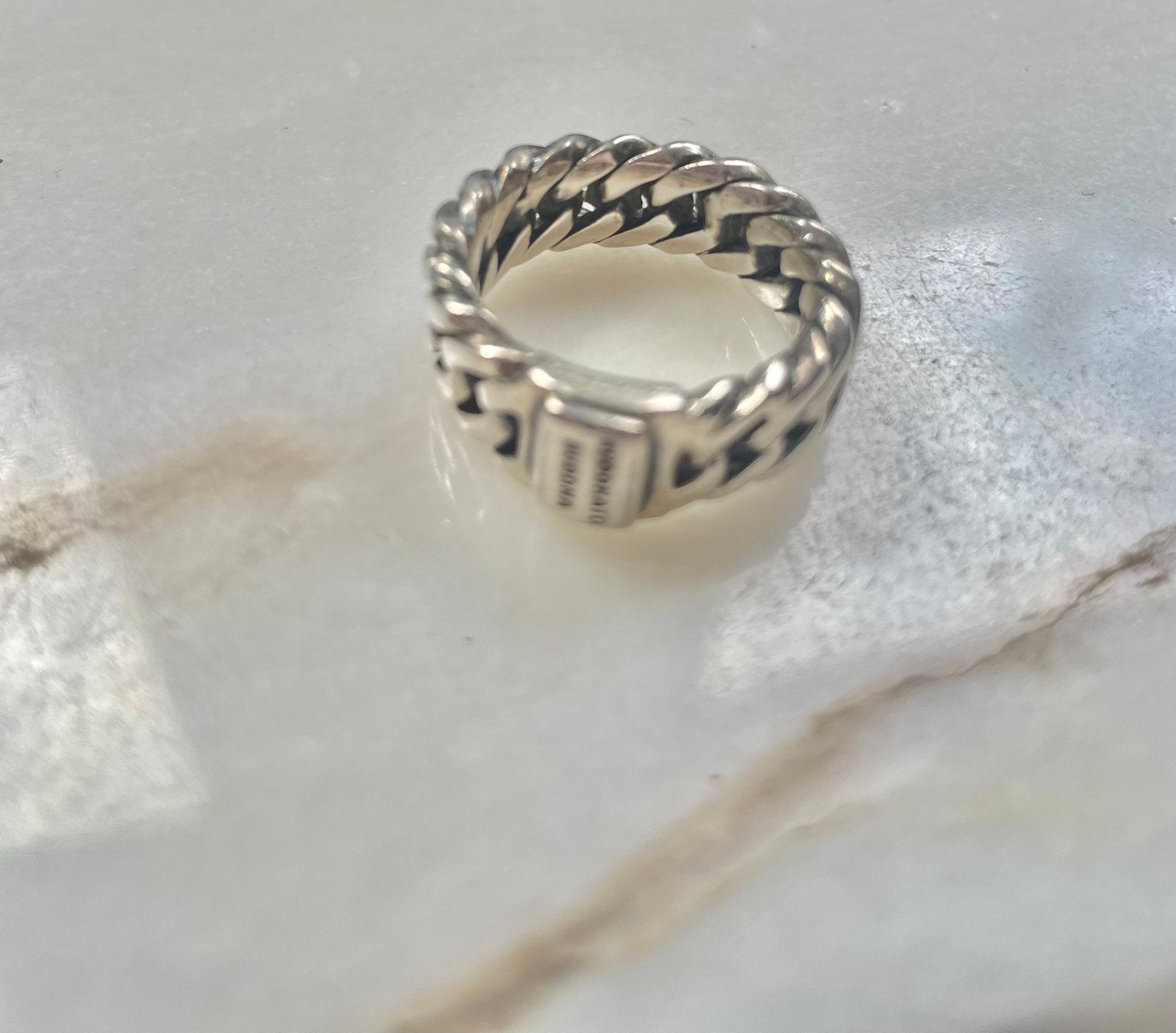 Buddah to Buddah ring Chain, Sieraden, Tassen en Uiterlijk, Ringen, Ophalen, Zo goed als nieuw, Zilver