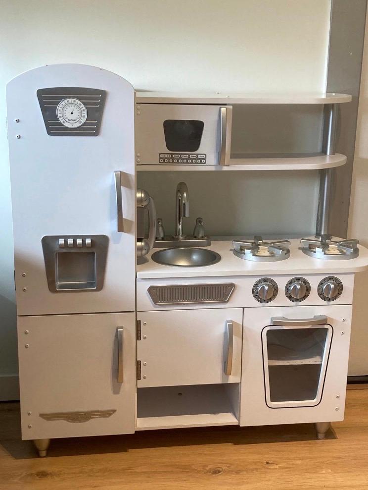 Houten Speelkeuken met Koelkast en Oven, Ophalen, Zo goed als nieuw