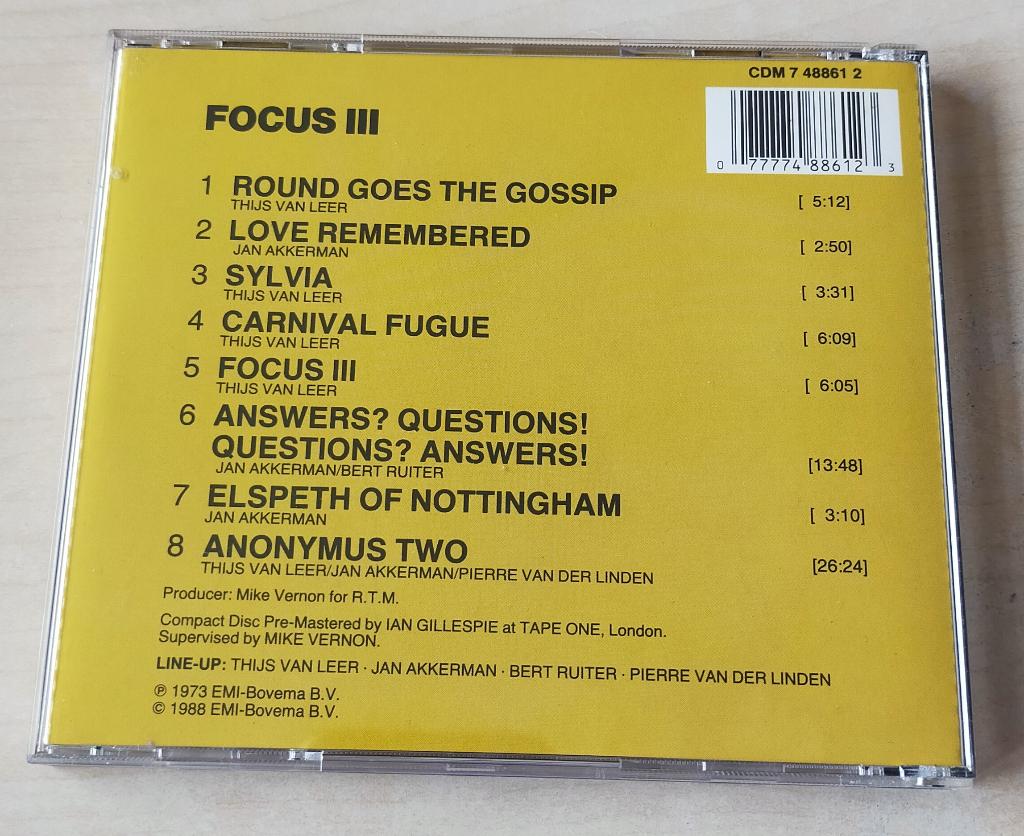 Focus - Focus III CD 1973/1988, Cd's en Dvd's, Ophalen of Verzenden, Gebruikt, Progressive