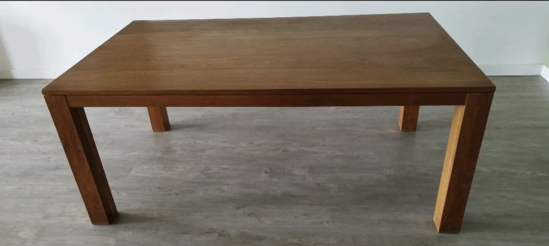 Eikenhouten tafel, Ophalen, 50 tot 100 cm, Zo goed als nieuw, 150 tot 200 cm