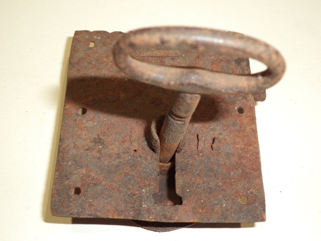 ZELDZAAM 18E smeedijzeren slot met sleutel, antiek deurslot, Ophalen of Verzenden