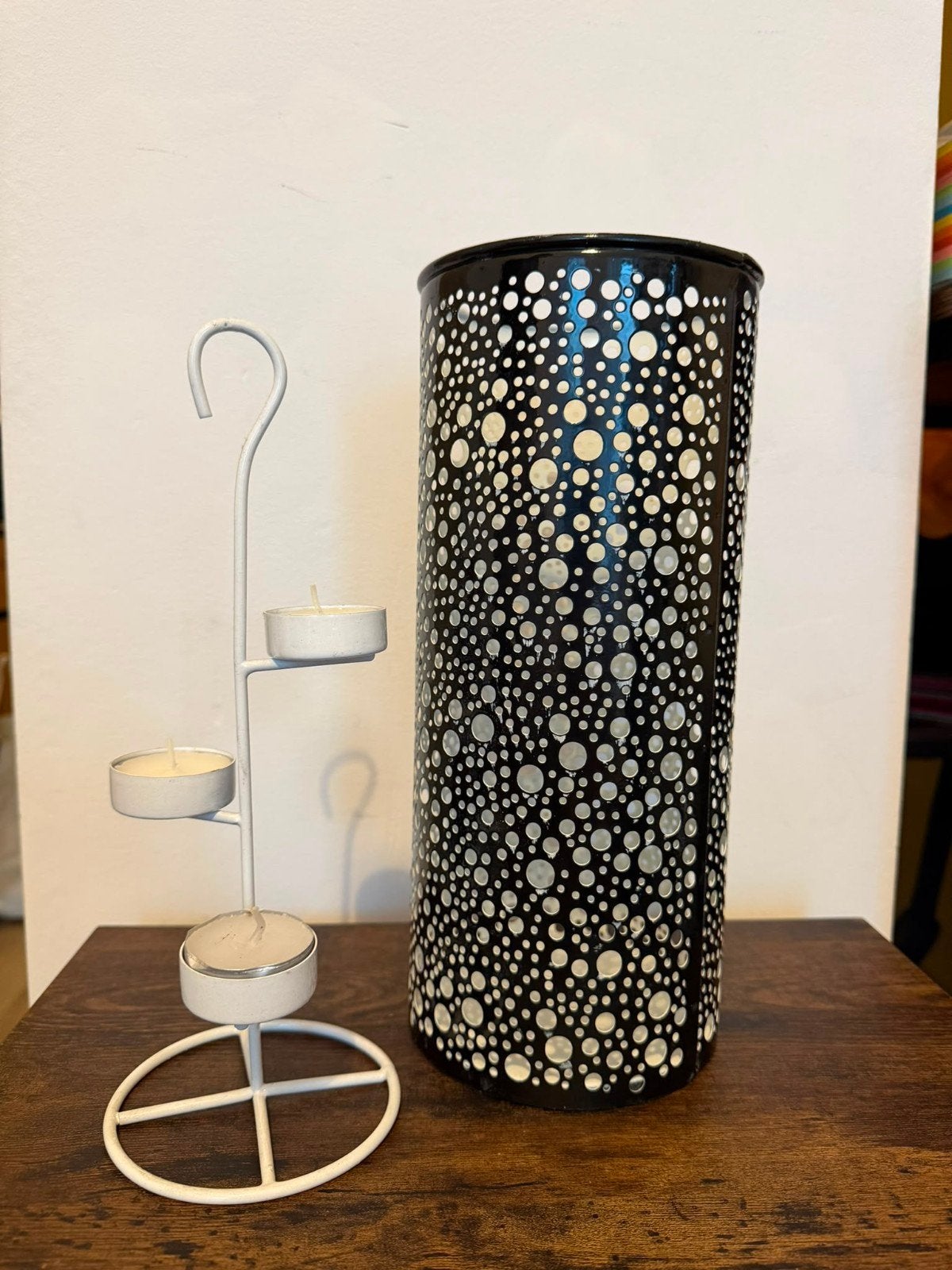 Decoratieve windlichten set - zwart en wit, Ophalen, Windlicht, Gebruikt, Meerkleurig