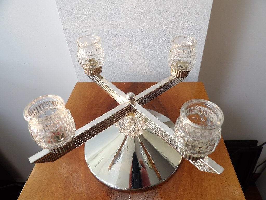 Sixties design Kandelaar WMF/Quist, verzilverd/kristal glas, Ophalen of Verzenden, Kristal